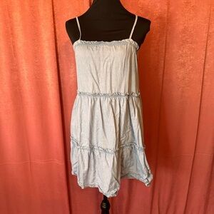 Faded denim tiered mini dress by Primark Sz 4 NWOT